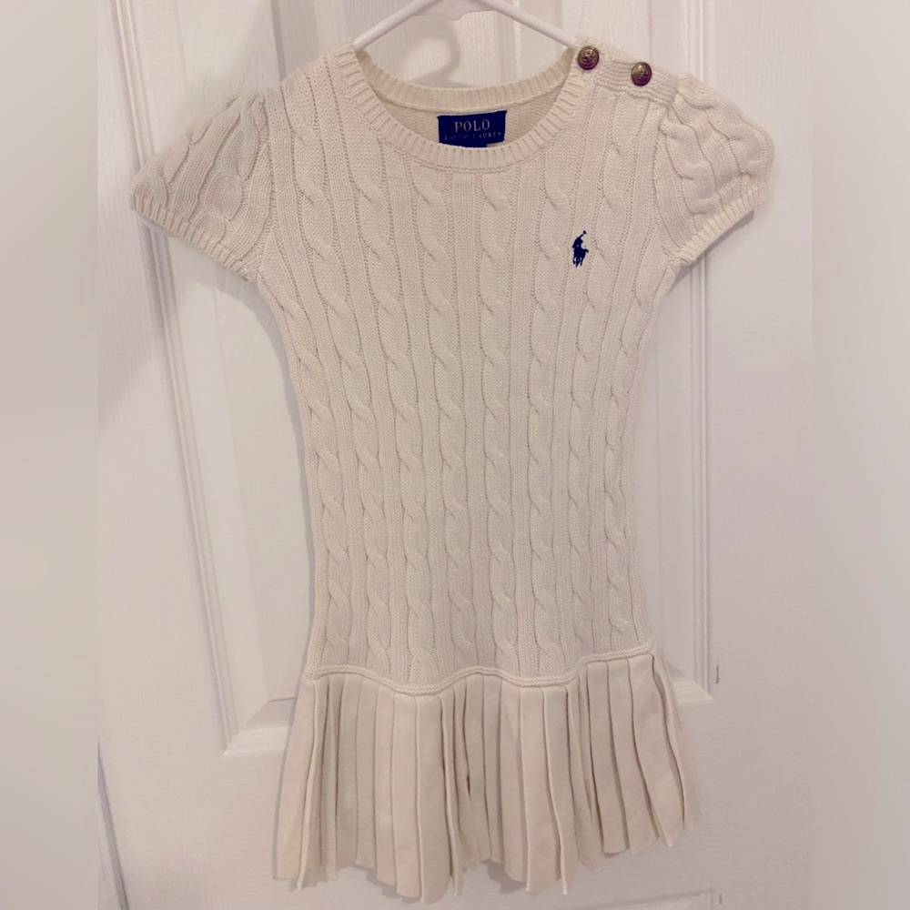 Polo Ralph Lauren Girls' Cable Knit Pleated Polo Dress